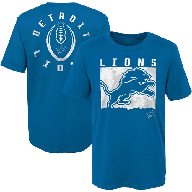 Men's Blue Detroit Lions Preschool Liquid Camo Logo T-Shirt